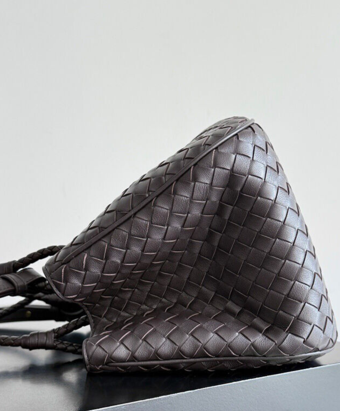 Brown Leather Basket Shoulder Bag