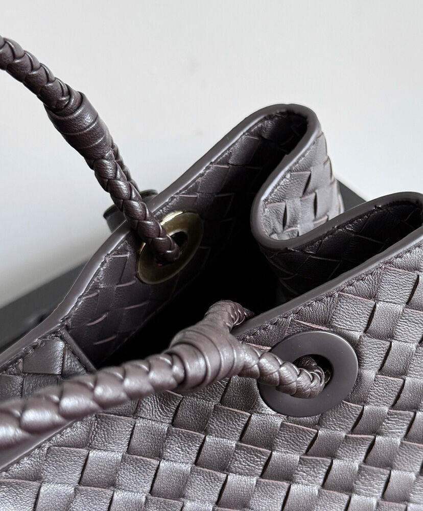 Brown Leather Basket Shoulder Bag