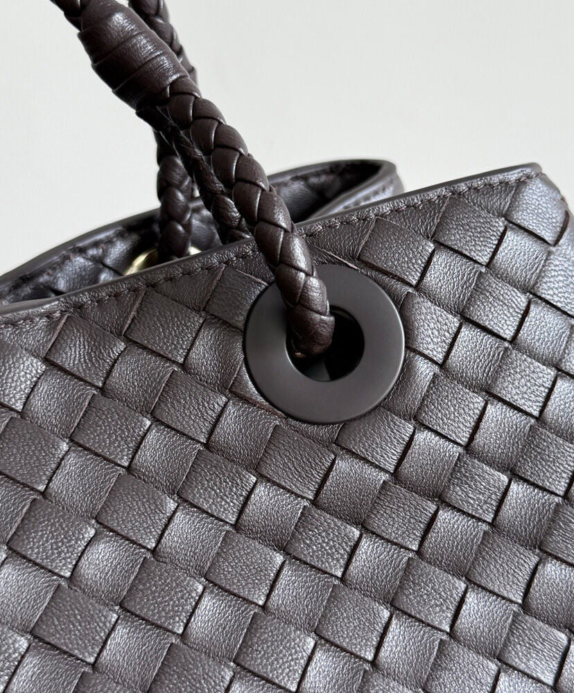 Brown Leather Basket Shoulder Bag