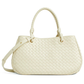 White Leather Basket Shoulder Bag
