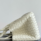White Leather Basket Shoulder Bag