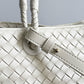 White Leather Basket Shoulder Bag