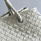 White Leather Basket Shoulder Bag