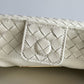 White Leather Basket Shoulder Bag