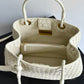 White Leather Basket Shoulder Bag