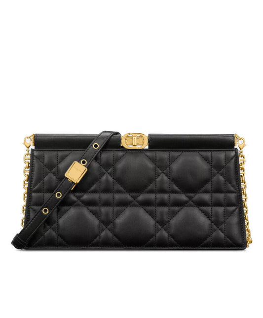 Dior Caro Colle Noire Clutch With Chain