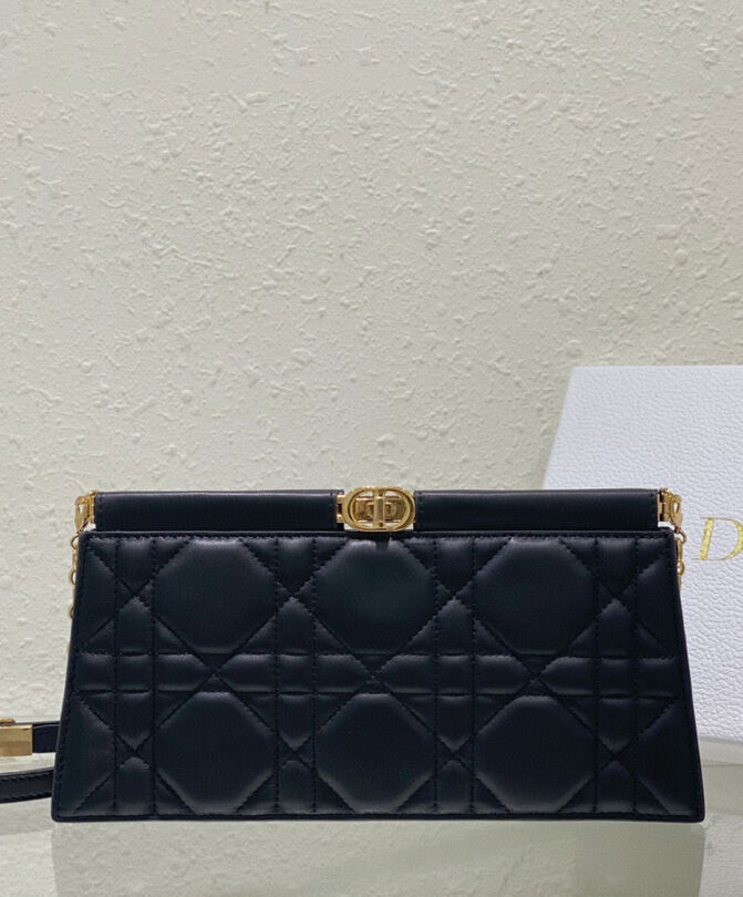 Dior Caro Colle Noire Clutch With Chain