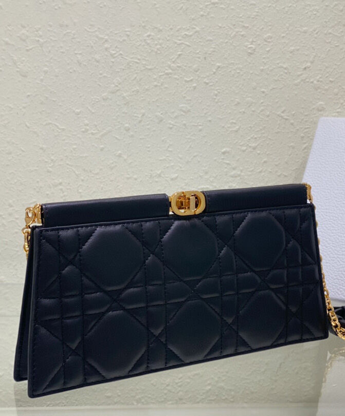 Dior Caro Colle Noire Clutch With Chain