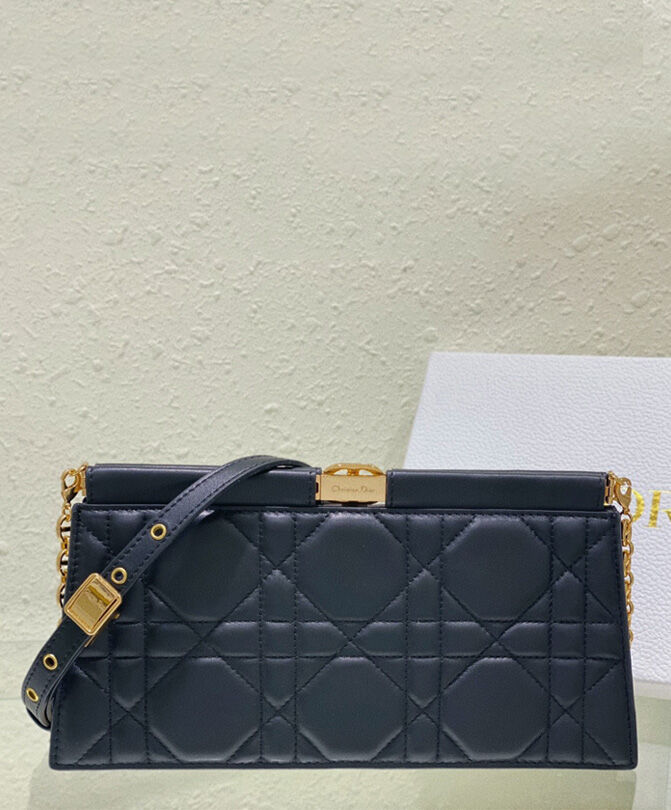 Dior Caro Colle Noire Clutch With Chain