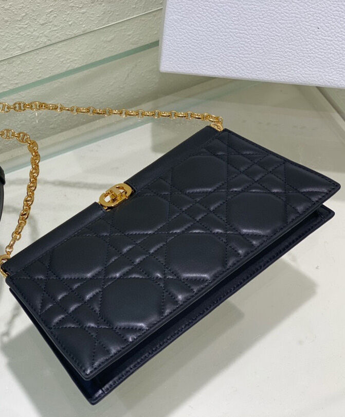 Dior Caro Colle Noire Clutch With Chain