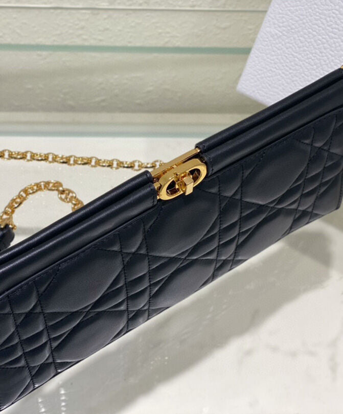 Dior Caro Colle Noire Clutch With Chain