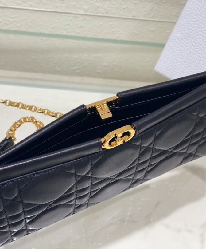 Dior Caro Colle Noire Clutch With Chain