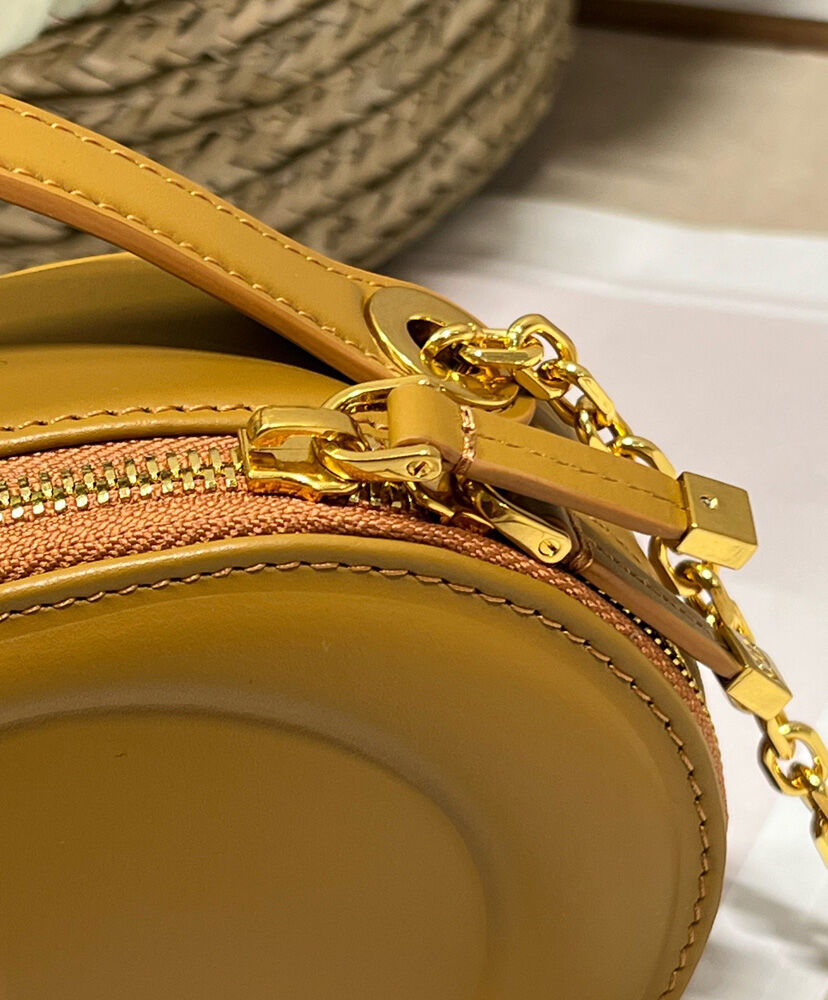 CD Signature Oval Camera Bag Golden Saddle Calfskin with Embossed