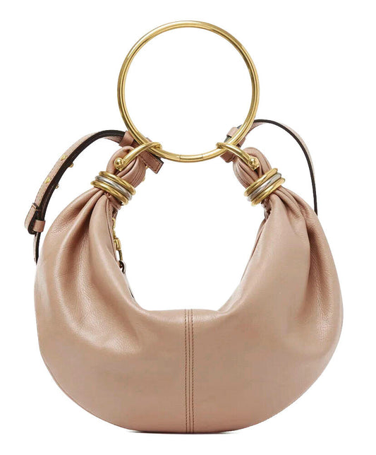 Small Bracelet Hobo Bag In Grained Leather