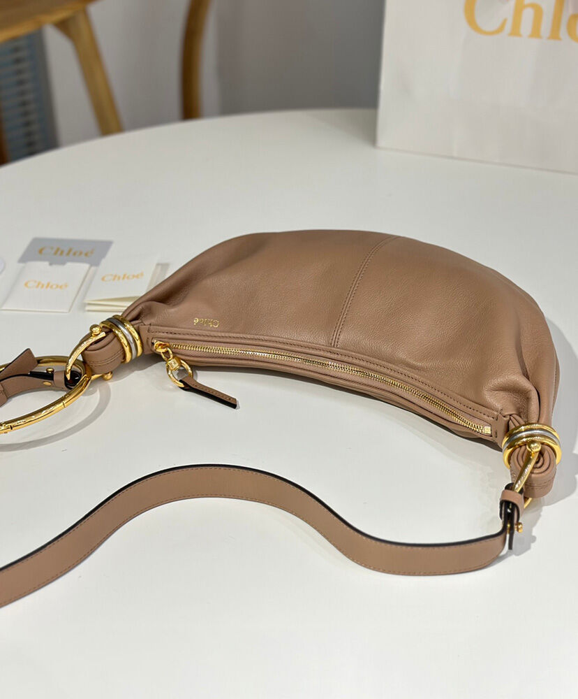 Small Bracelet Hobo Bag In Grained Leather