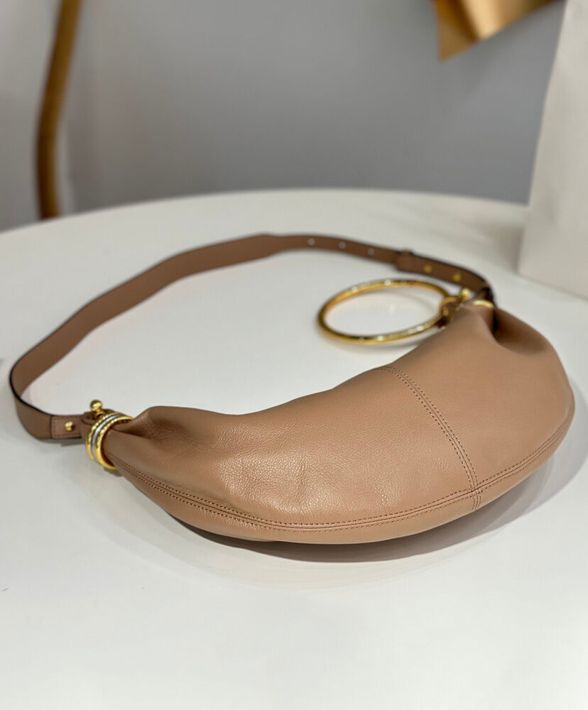 Small Bracelet Hobo Bag In Grained Leather