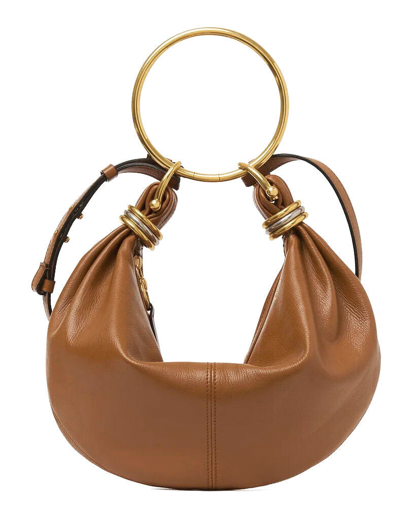 Small Bracelet Hobo Bag In Grained Leather