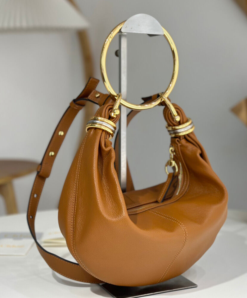 Small Bracelet Hobo Bag In Grained Leather