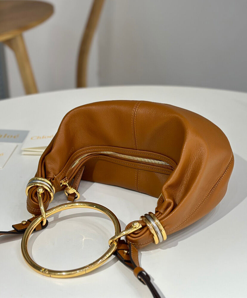 Small Bracelet Hobo Bag In Grained Leather