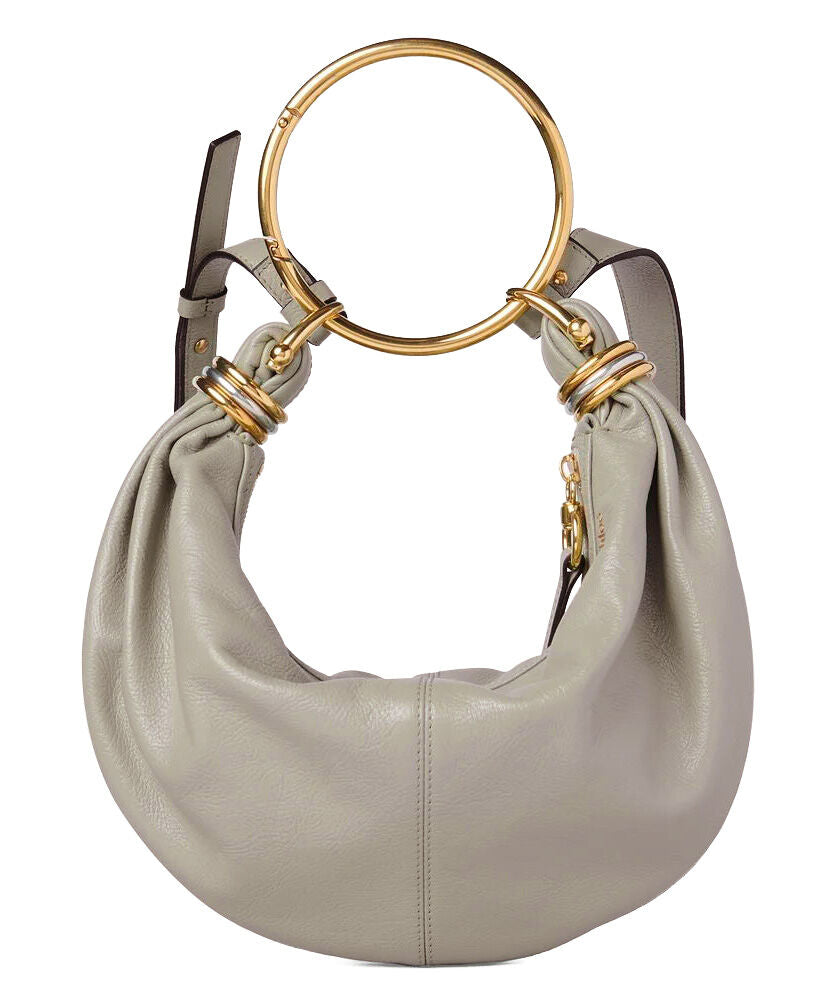 Small Bracelet Hobo Bag In Grained Leather