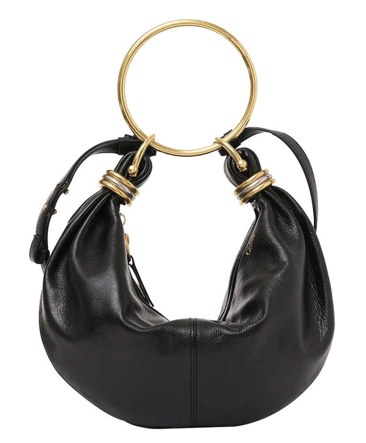 Small Bracelet Hobo Bag In Grained Leather