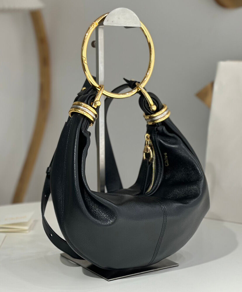 Small Bracelet Hobo Bag In Grained Leather