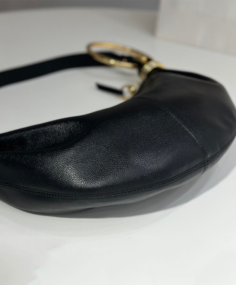 Small Bracelet Hobo Bag In Grained Leather