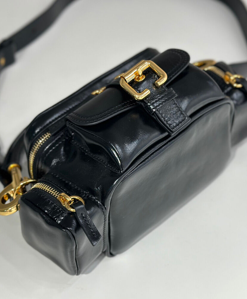 Small Camera Bag In Shiny Leather