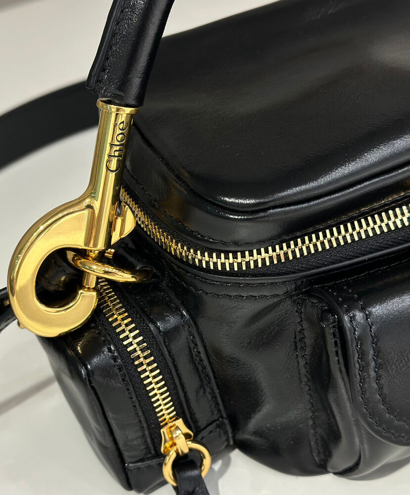 Small Camera Bag In Shiny Leather