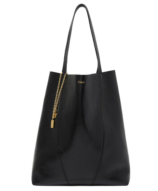 Large Chloe Spin Tote Bag In Grained Leather