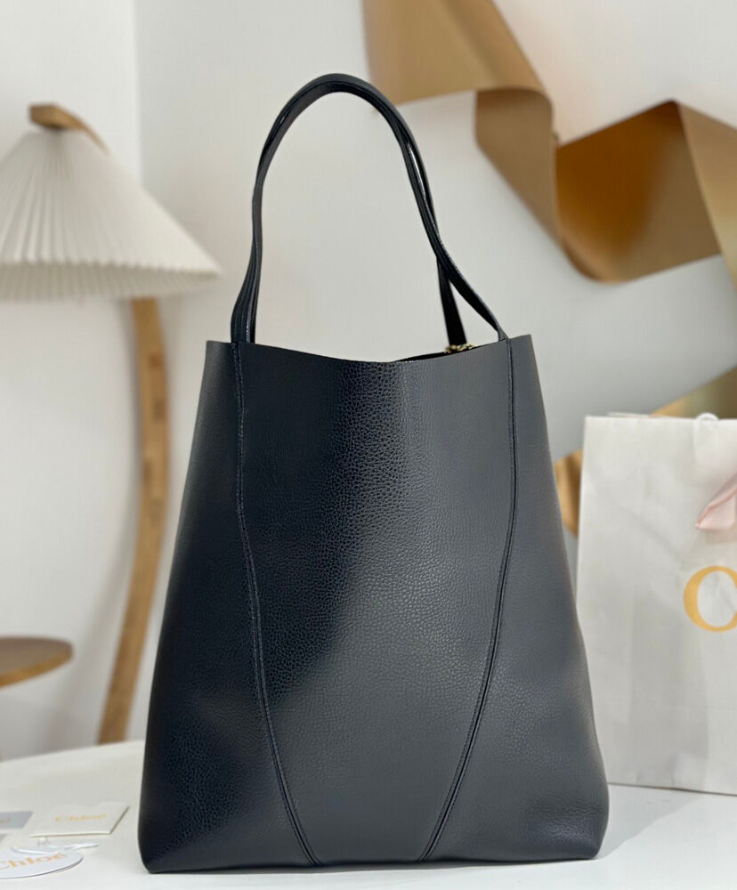 Large Chloe Spin Tote Bag In Grained Leather