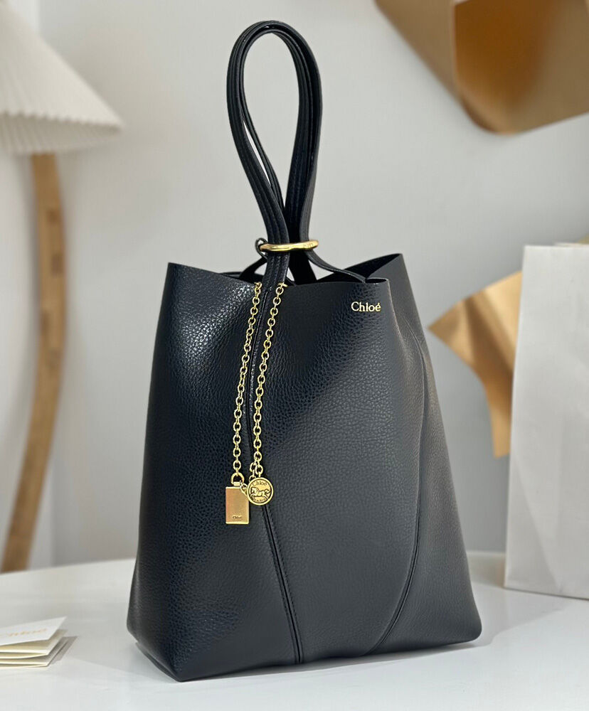 Chloe Spin Tote Bag In Grained Leather