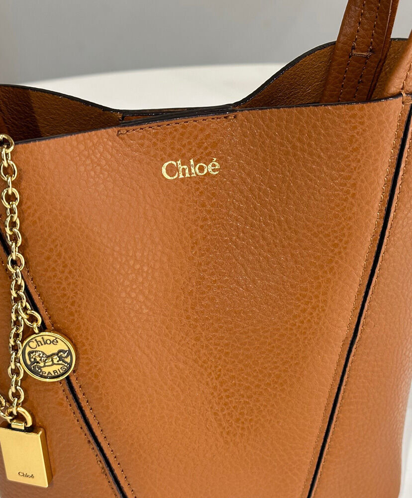 Small Chloe Spin Tote Bag In Grained Leather