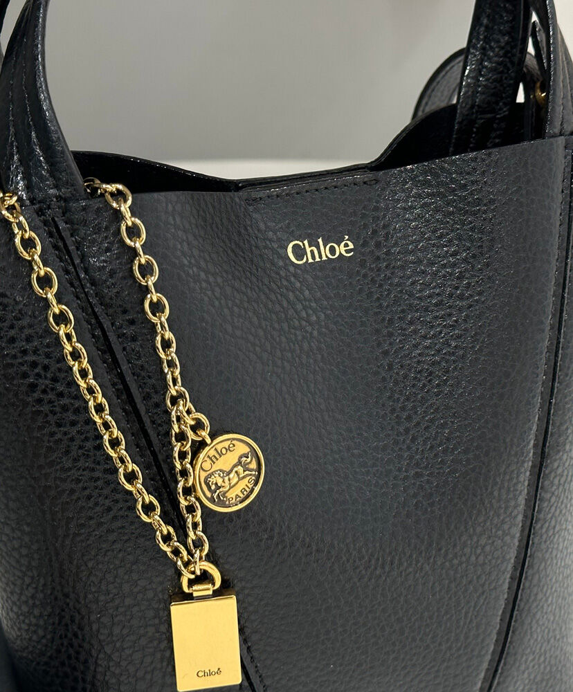 Small Chloe Spin Tote Bag In Grained Leather