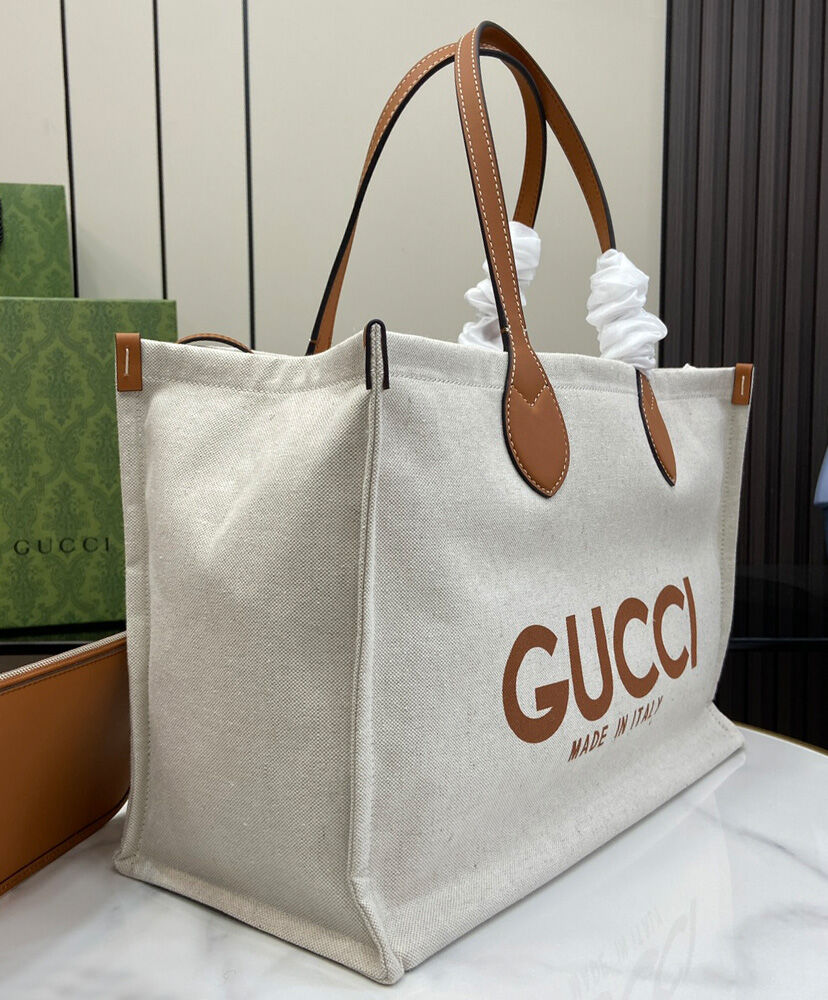 Medium Tote Bag With Gucci Print