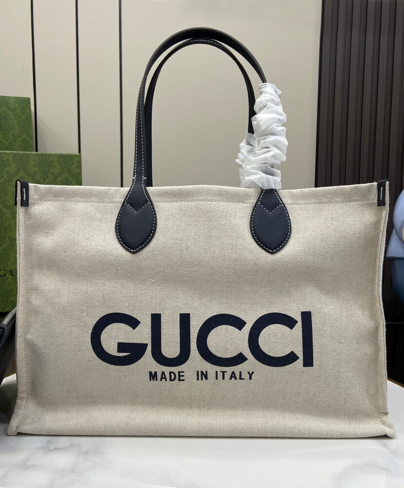 Medium Tote Bag With Gucci Print