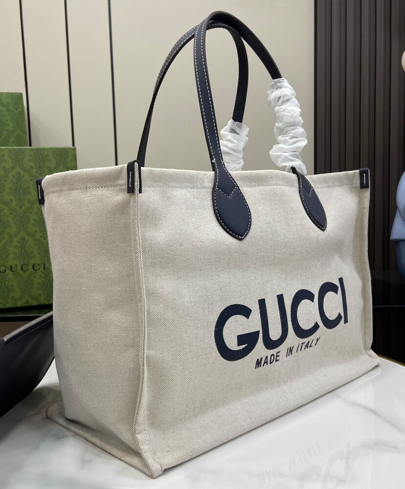 Medium Tote Bag With Gucci Print