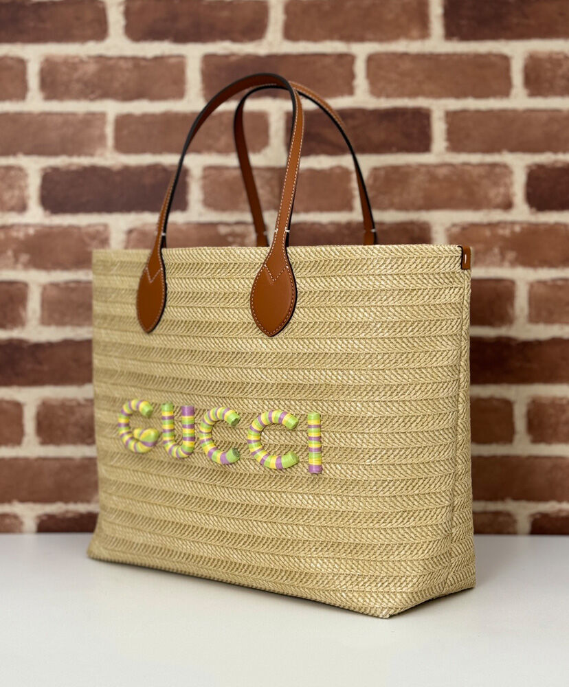 Medium Straw-Effect Tote