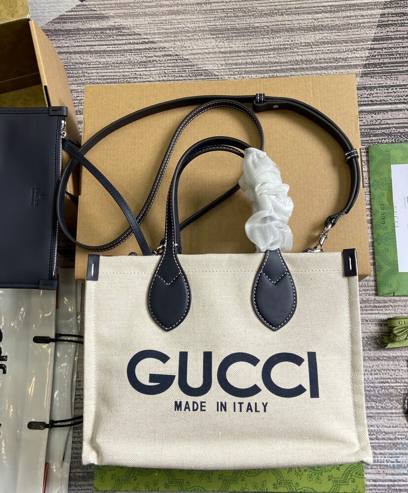 Mini Tote Bag With Gucci Print