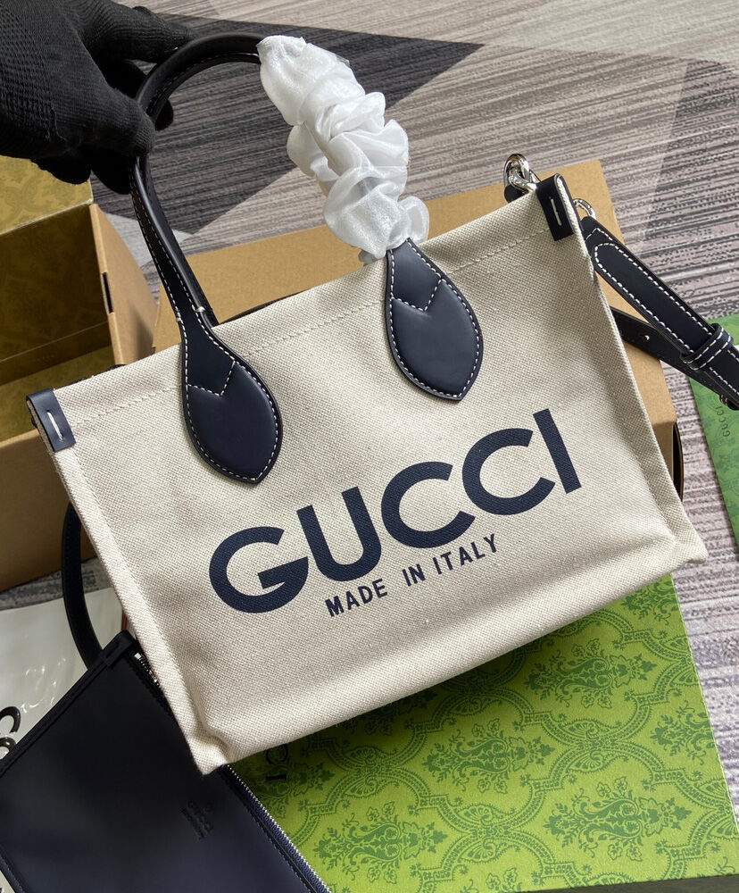 Mini Tote Bag With Gucci Print