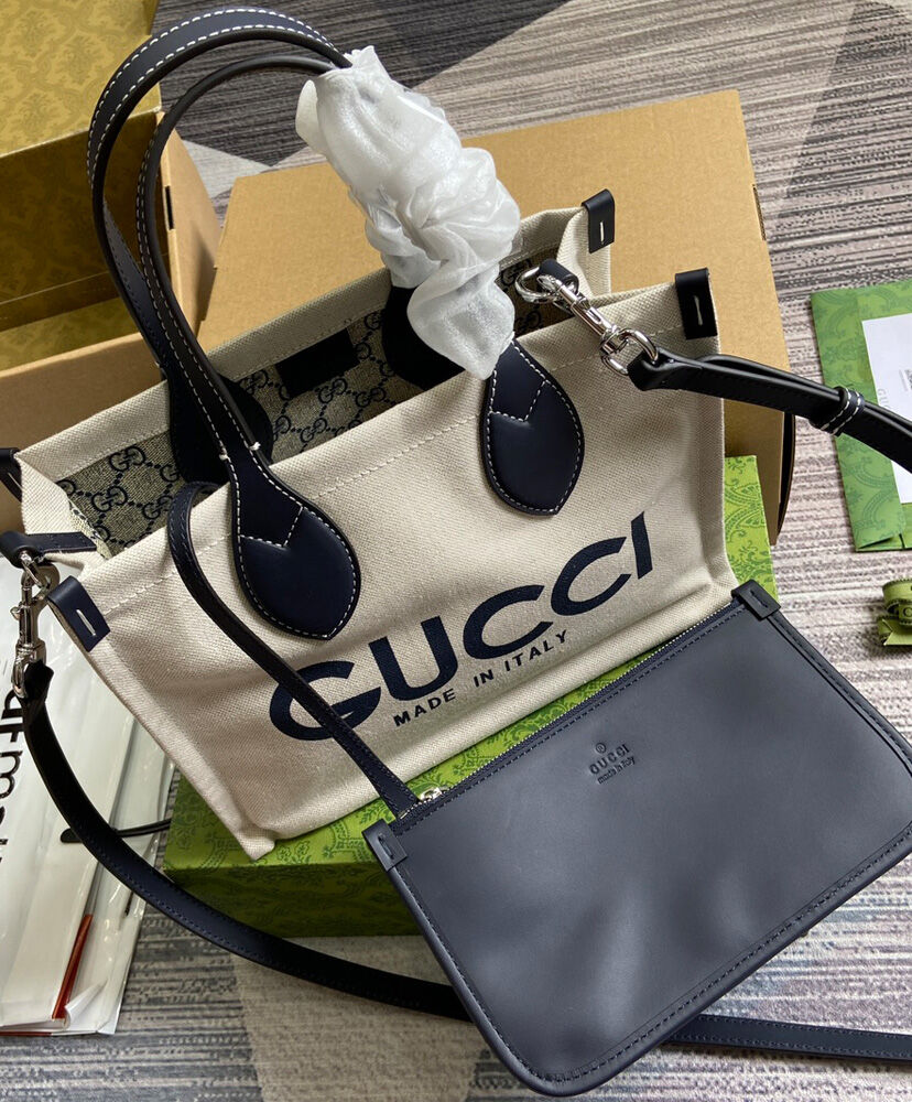 Mini Tote Bag With Gucci Print