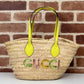 Mini Straw Tote With Gucci Logo