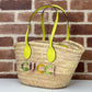 Mini Straw Tote With Gucci Logo