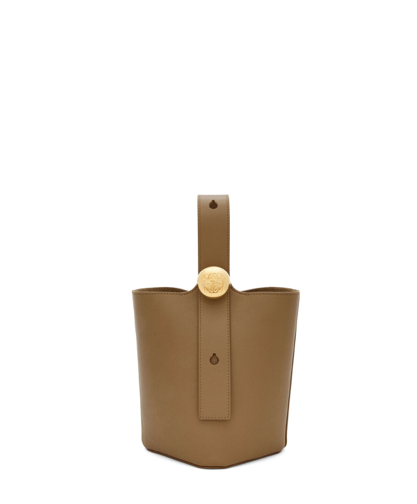 Mini Pebble Bucket Bag In Mellow Calfskin