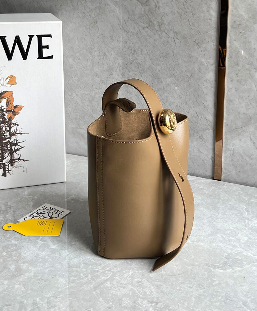 Mini Pebble Bucket Bag In Mellow Calfskin