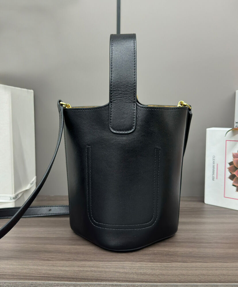 Mini Pebble Bucket Bag In Mellow Calfskin