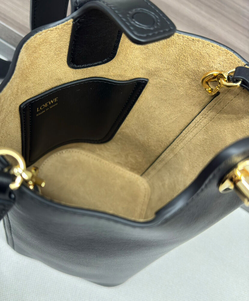 Mini Pebble Bucket Bag In Mellow Calfskin