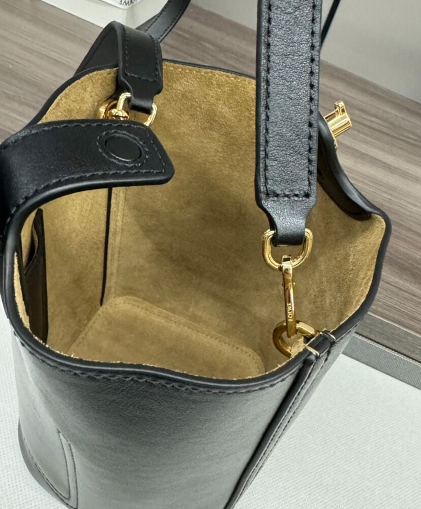 Mini Pebble Bucket Bag In Mellow Calfskin