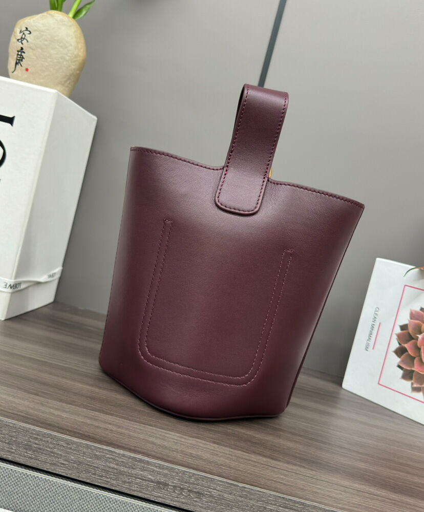 Mini Pebble Bucket Bag In Mellow Calfskin