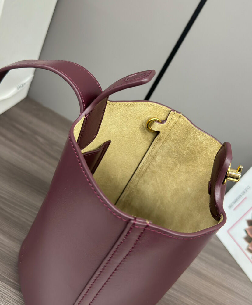 Mini Pebble Bucket Bag In Mellow Calfskin